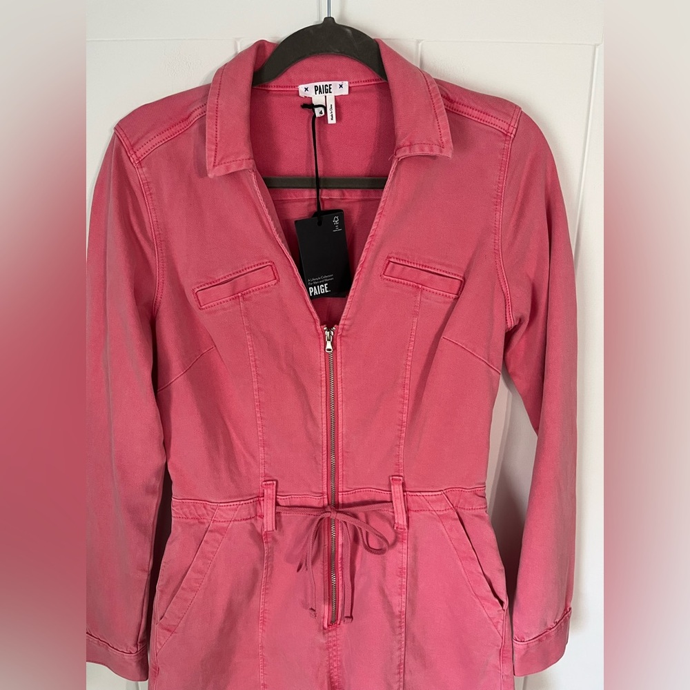 PAIGE Meg Romper Utility Waist Tie Vintage Pink Lolly - Picture 5 of 10